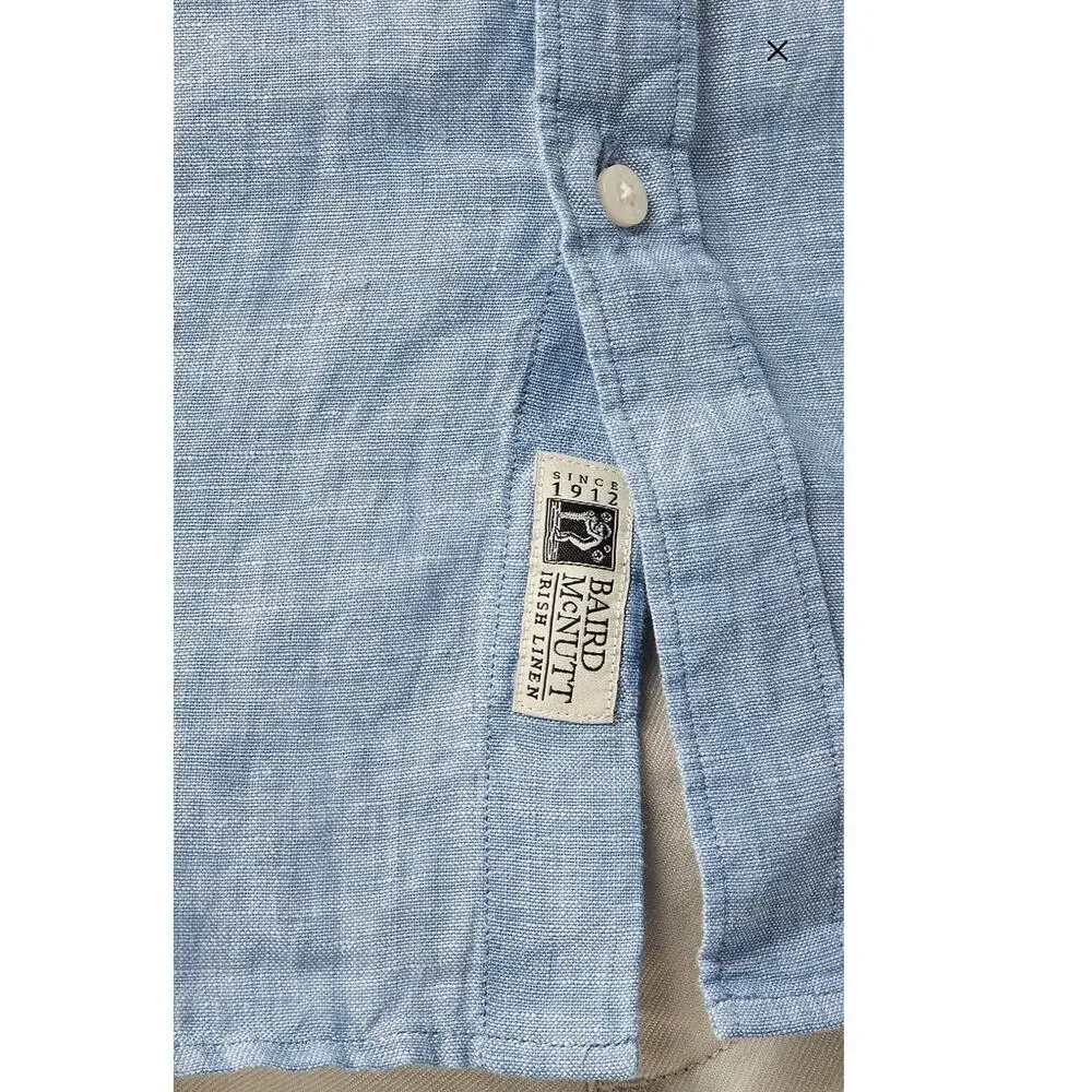 NWOT J. Crew Short-Sleeve Baird McNutt Irish Linen Shirt Blue XL
